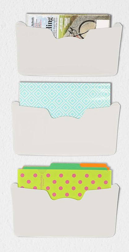 Simple Houseware Single Pocket Wall Mount for Hanging File Holder, 3 Packs, White