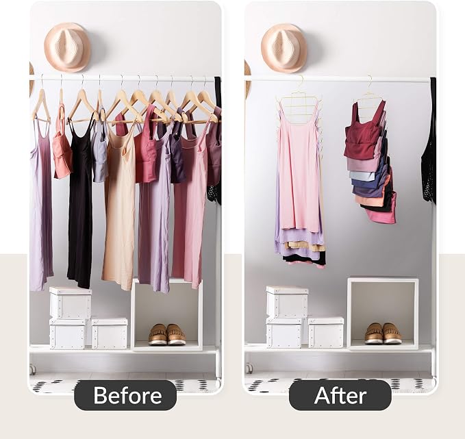 ZEDODIER Tank Top Hanger Space Saving, Bra Hangers for Closet Organizer, Hanging Bra Organizer Tank Tops Holder with 8 Hooks, Metal Closet Organizers and Storage Small Space Solutions, Gold