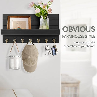 Key Holder for Wall: Upgraded 7 Sturdy Key Hooks Easy Installation Mail Organizer Wall Mount Hanging Key Rack for Kitchen and Entryway Decor