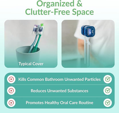 Bril UV-C Toothbrush Sanitizer and Holder – Wall Mounted, Rechargeable, 30-Day Battery, Magnetic Mount, Fits Electric and Manual Brushes, Portable Travel Case, Auto-Shutoff – Navy