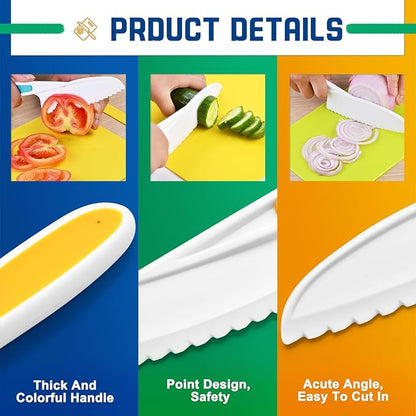 Yeeammk Montessori Toddler Knife Set-3PCS Kids Safe Knives for Real Cooking Kids Cooking Sets Real Cooking Kitchen Tools Toddler Friendly Knives