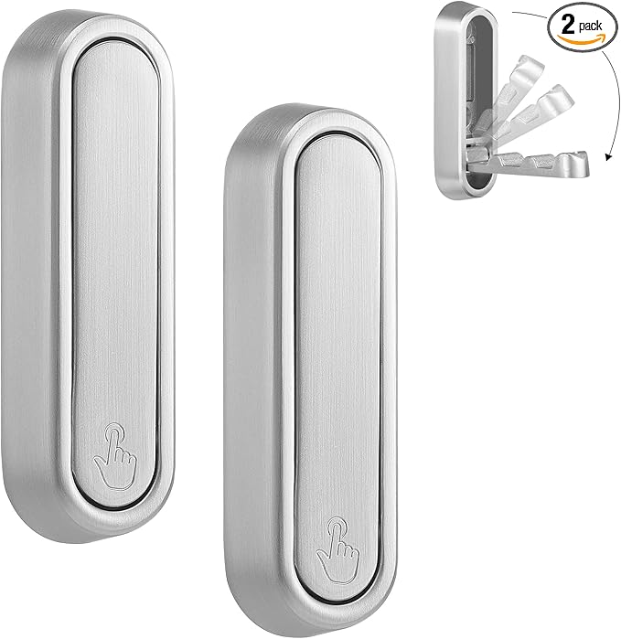 Dntorx Foldable Wall Hook, 40 lbs Heavy Duty Screw Mounted, Aluminum Alloy Flip-Down Silver Coat Hook, Space-Saving Folding Wall Hanger for Bathroom Bedroom Entryway Closet, Includes Screws (2 Pack)