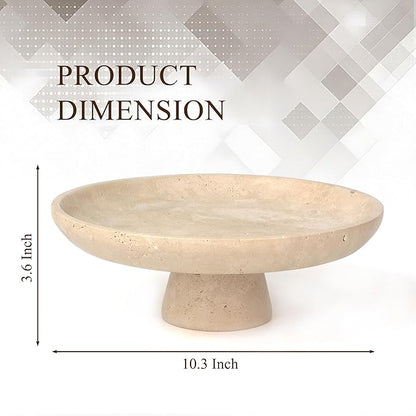 YMXYJM Natural Travertine Fruit Bowl for Kitchen Counter, Large Decorative Bowl for Kitchen Counter/Living Room/Dining Table/Entryway, Beige