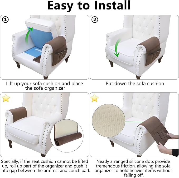 Couch Organizer Remote Control Holder Armchair Caddy, Anti Slip Corduroy Tv Remote Holder Couch Caddy with 5 Pockets for Storage Couch Accessories Bedside Organizer Senior Citizen Gifts