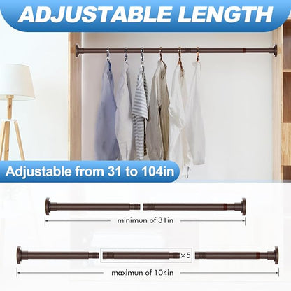 CorkLatta Bronze Shower Curtain Rod 31 to 104 Inch,1 Inch Diameter Adjustable Spring Tension Curtain Rod No Drilling Stainless Steel Telescoping Rod,No Rust