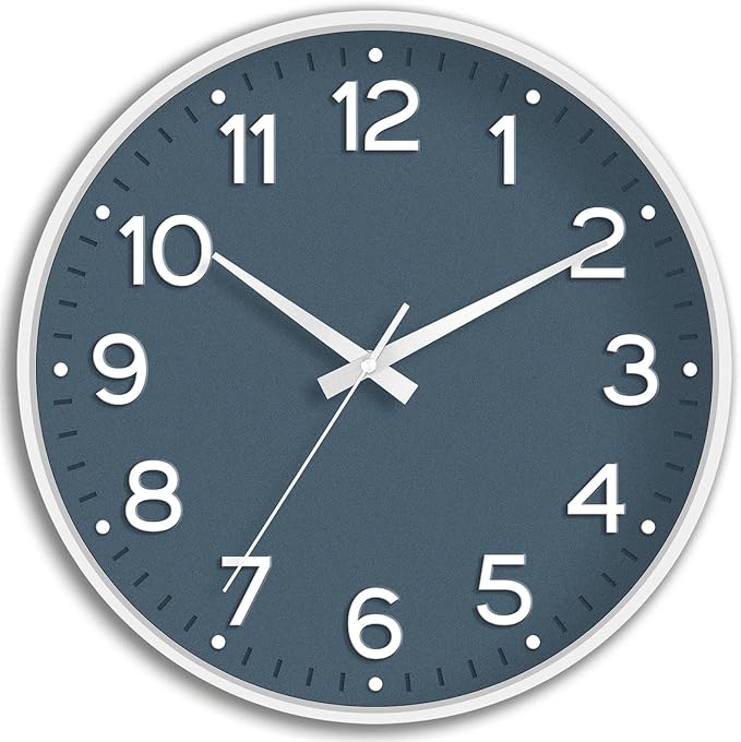 Roymnie Wall Clock 12 Inch Silent Wall Clocks Battery Operated- Modern Non Ticking Analog Clock Decorative for Living Room Bedroom Office Kitchen(Azure Blue)
