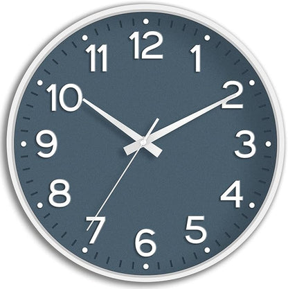 Roymnie Wall Clock 12 Inch Silent Wall Clocks Battery Operated- Modern Non Ticking Analog Clock Decorative for Living Room Bedroom Office Kitchen(Azure Blue)