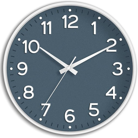 Roymnie Wall Clock 12 Inch Silent Wall Clocks Battery Operated- Modern Non Ticking Analog Clock Decorative for Living Room Bedroom Office Kitchen(Azure Blue)