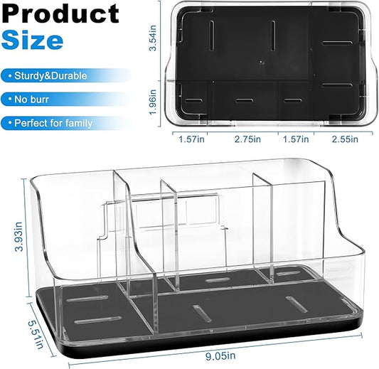 Black Cosmetic Storage Box Dressing Table & Bathroom Counter Storage Lipstick & Brush Beauty Organizer Dressing Table Skincare Organizer Suitable for Bathroom, Living Room, and Kitchen Storage