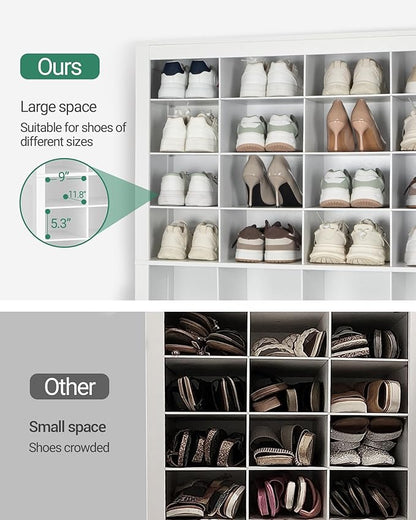 Hzuaneri Shoe Storage Cabinet, 48 Pairs Free Standing Closet Organizer, 9 inch Widened Cell Wood Shoe Organizer, 12 Tiers Vertical Space Saving Shoe Rack for Entryway, Cloakroom, White SR39603X