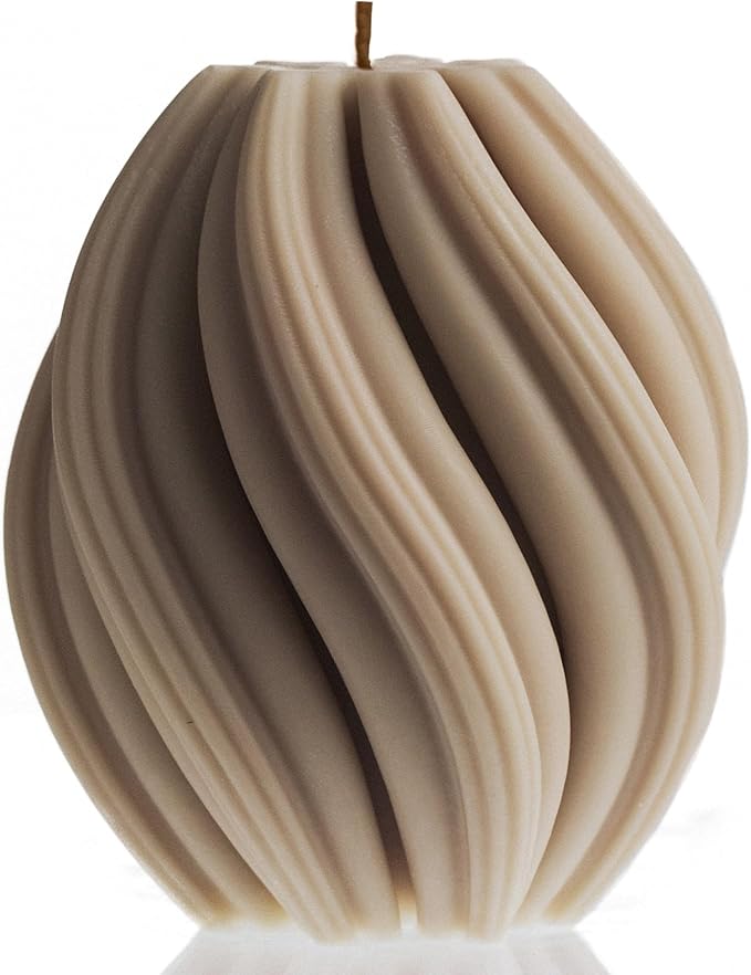 LAWA Swirl Candle - Beautiful Handmade Pillar Scented Soy Wax Twirl Elegant Bubble Aesthetic Candle Housewarming Gift Home Room Shelf Decor Idea Spiral Moon Gray (Small)