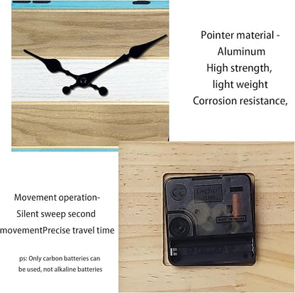 Solid Wood Wall Clocks Battery Operated 12 Inch Blue Rustic Wall Clocks for Living Room Decor Analog Farmhouse Wall Clock Non Ticking