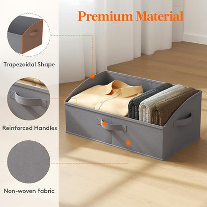 Lifewit Trapezoid Closet Storage Bins for Shelf, 6 Packs Non-woven Closet Organizer Baskets with Handles, Foldable Clothes Containers Boxes for Clothing, Book, Purse, 23L, Extra Large, Gray