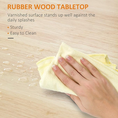 HOMCOM Kitchen Island Cart, Rolling Kitchen Island with Storage Shelf, Solid Wood Top, Drawer, for Dining Room, Gray