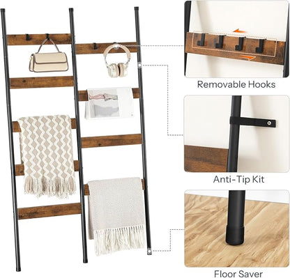 HOOBRO Towel Rack and Blanket Ladder, Blanket Holder for Living Room, Bathroom BK07LB01-BF17CJ01