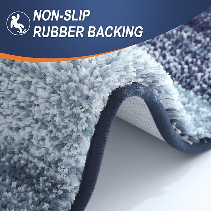 OLANLY Bathroom Rugs Mat 34x21, Extra Soft Absorbent Microfiber Bath Rugs, Rubber Backing, Quick Dry, Machine Washable Bath Mats for Bathroom Floor, Tub and Shower, Home Decor Accessories, Airy Blue