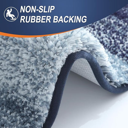 OLANLY Bathroom Runner Rugs Mat 59x20, Extra Soft Absorbent Microfiber Bath Rugs, Rubber Backing, Quick Dry, Washable Long Bath Mats for Bathroom, Tub and Shower, Home Decor Accessories, Airy Blue