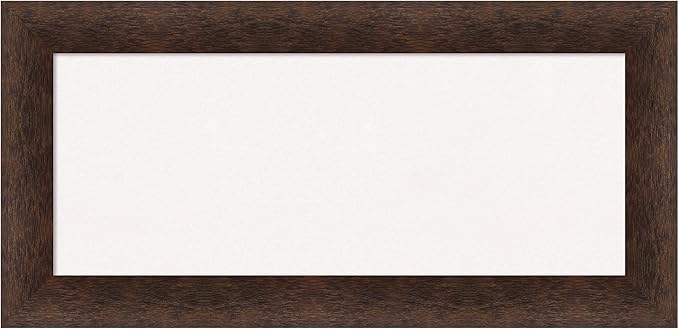 Amanti Art White Cork Board for Wall, 17x35 Vision Board with Brown Wood Frame, Medium Corkboard Office Decor for Home Organization, Casual Corkboard Pinboard to Display Items for Home Organization