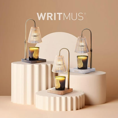 Candle Warmer Lamp with Dimmer & Timer- Wax Melt Warmer Fits All Candle Size - 2 Bulbs Included (Black Marble)