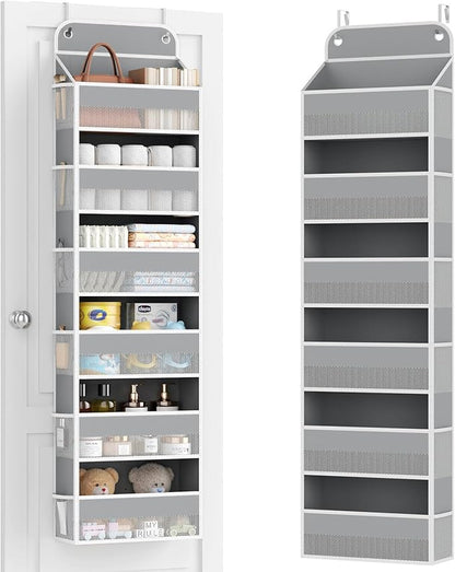 Yecaye 6 Tier Over the Door Organizer, 52.8lbs Capacity Door Organizer Hanging with 12 Mesh Pockets, Behind the Door Storage for Closet Baby Nursery Bathroom Bedroom,and Dorm,1Pc