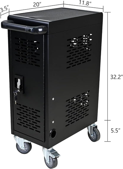 Aokleo 16 Devices Laptop Charging Cart,Tablet Storage Carts for pad Up to 16.3" Screen Size, Classroom Computer Mobile Charging Station for Pads, Chromebooks,Laptops, Security Storage(16 Bay-Black)