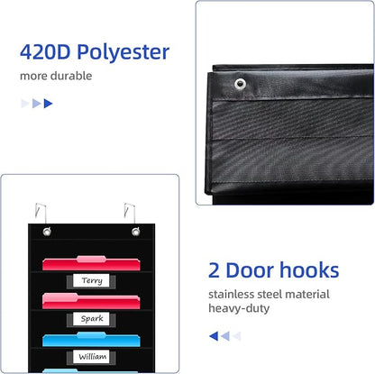 REGELETO 12 Pockets File Storage Pocket Chart with 12 Nametag Pockets,Hanging Wall File Organizer for Classroom and Office, Organize Your Assignments, Files, Scrapbooks, Paper (Black)