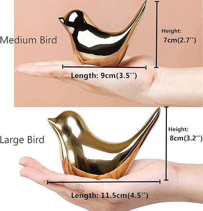 FANTESTICRYAN Small Birds Statues Gold Home Decor Modern Style Figurine Decorative Ornaments for Living Room, Bedroom, Office Desktop, Cabinets