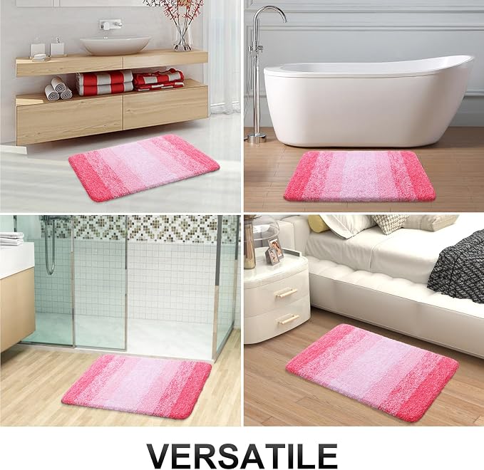 OLANLY Large Bathroom Rugs Mat 50x30, Extra Soft Absorbent Microfiber Bath Rugs, Rubber Backing, Quick Dry, Machine Washable Bath Mats for Bathroom Floor, Tub and Shower, Home Decor Accessories, Pink