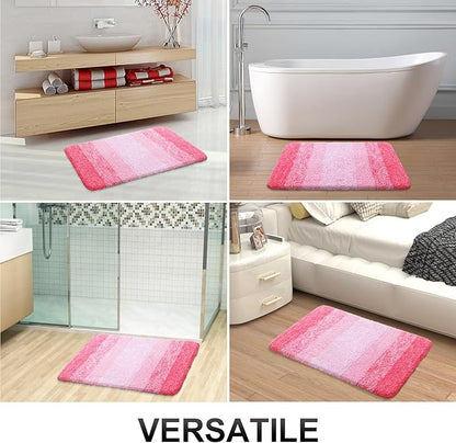 OLANLY Bathroom Runner Rugs Mat 47x17, Extra Soft Absorbent Microfiber Bath Rugs, Rubber Backing, Quick Dry, Washable Long Bath Mats for Bathroom Floor, Tub and Shower, Home Decor Accessories, Pink