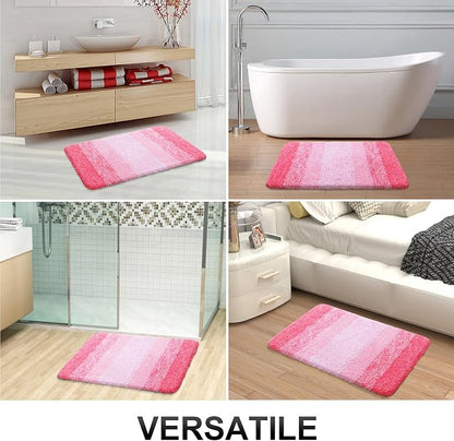 OLANLY Large Bathroom Rugs Mat 54x24, Extra Soft Absorbent Microfiber Bath Rugs, Rubber Backing, Quick Dry, Machine Washable Bath Mats for Bathroom Floor, Tub and Shower, Home Decor Accessories, Pink