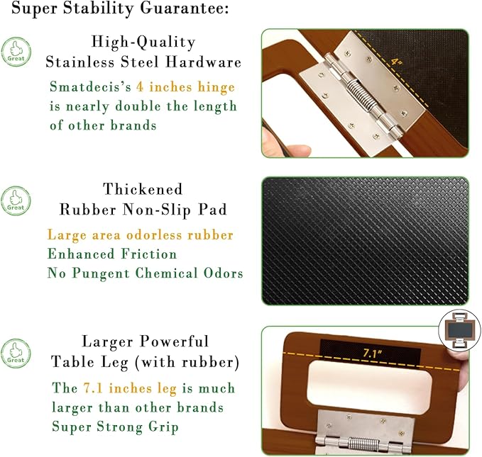 Smatdecis Couch Arm Tray Table Sofa Arm Clip, Armrest Tray Table Suitable for Home Drinks/Fast Food/Fruit Etc, Large Size Multi-Function Brown(Dual Phone/Tablet Holder)