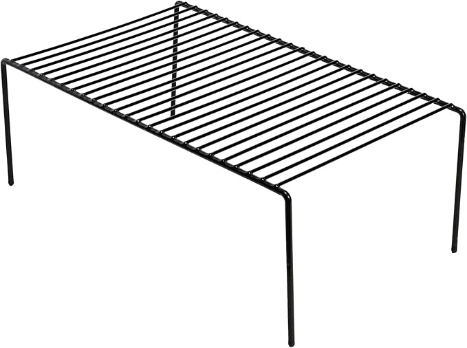 iPEGTOP Kitchen Cabinet Shelf Organizer Set of 2, Large (15.7 x 9.4 inch) Metal Wire Pantry Storage Shelves, Dish Plate Racks for Cabinets, Freezer, Counter, Cupboard Organizers and Storage, Black