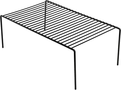 iPEGTOP Kitchen Cabinet Shelf Organizer Set of 2, Large (15.7 x 9.4 inch) Metal Wire Pantry Storage Shelves, Dish Plate Racks for Cabinets, Freezer, Counter, Cupboard Organizers and Storage, Black