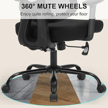 Home Office Chair, Ergonomic Desk Chair with Adjustable Height, Lumbar Support, High Back Mesh Computer Chair with Flip up Armrests, Task Chairs for Home Office - 300lb Executive Chairs (Black)