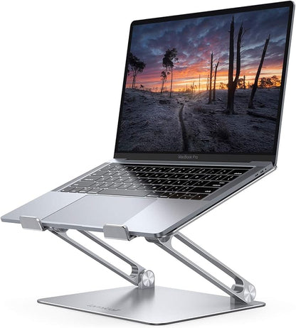 Lamicall Adjustable Laptop Stand, Portable Laptop Riser, Aluminum Laptop Stand for Desk Foldable, Ergonomic Computer Notebook Holder for MacBook Air Pro HP, Office Desk Accessories (10-17.3'')- Silver