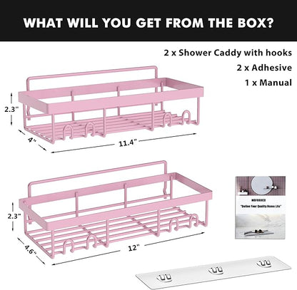Moforoco Shower Caddy Shelf Organizer Rack, Self Adhesive Black Bathroom Shelves Basket, Home Farmhouse Wall Inside Organization and Storage Decor Rv Accessories, First Camper Apartment Essentials