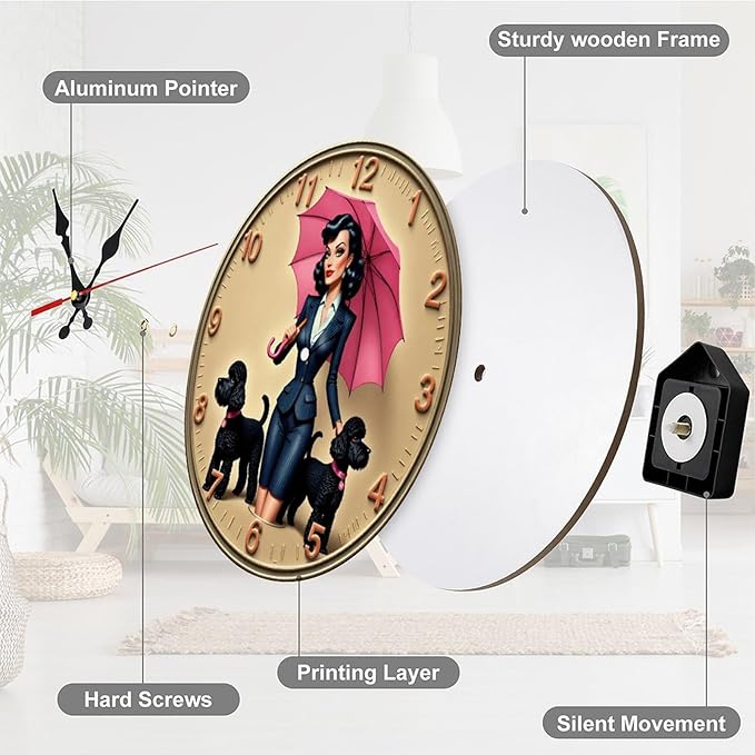 Wall Clock, Vintage Fashion Non Ticking Wall Clocks Battery Operated, Beige Wooden Wall Clocks for Living Room, Kitchen, and Office Decorative 10 Inch