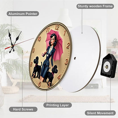 Wall Clock, Vintage Fashion Non Ticking Wall Clocks Battery Operated, Beige Wooden Wall Clocks for Living Room, Kitchen, and Office Decorative 10 Inch