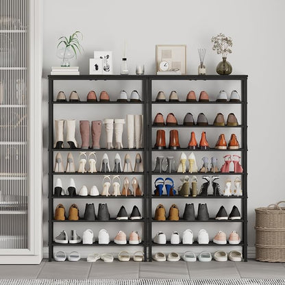 YATINEY 8 Tier Shoe Rack, Large Capacity Shoe Storage Organizer Holds 32 Pairs, Sturdy and Stable, for Entryway, Hallway, Closet, Dorm Room, Black SS08BB