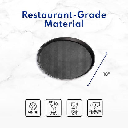 New Star Foodservice 24913 Non-Slip Tray, Plastic, Rubber Lined, Round, 11-inch, Black