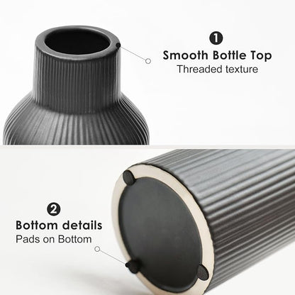 Bohemian Black Ceramic Vase - for Pampas Grass, Mantel, Bookshelf, Entryway and Living Room Decor (Black, 8in)