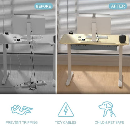 Electric Standing Desk With Cable Management Tray,55x24 Inch Adjustable Height Sit Stand Desk,With Memory Presets & Anti-Collision Computer Desk For Office,Home,Light Wood Top&White Frame
