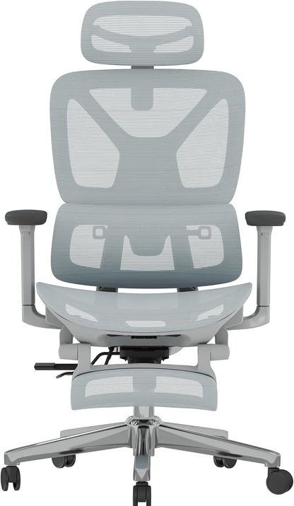 FLEXISPOT ErgoX Premium Ergonomic Office Chair with Footrest- Adjustable 3D Armrests, Dynamic Lumbar Support, Recline & Tilt Function, Mesh Seat, for Home & Office Use,Blue