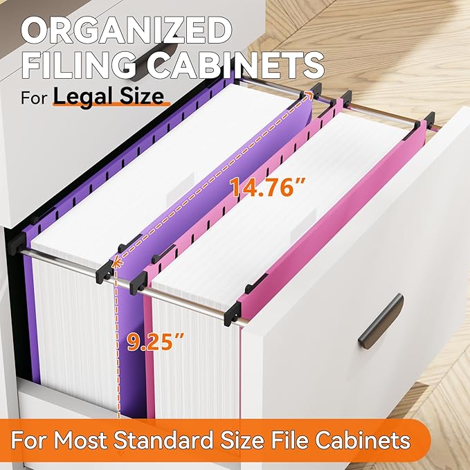 NORDUN Plastic Legal Size Hanging File Folders,3" Expansion Extra Capacity Hanging Folder,Heavy Duty Reinforced Hang Folders Legal,Adjustable Tabs,Filing Cabinet Folder for Bulky Files,12 Pack,Colored