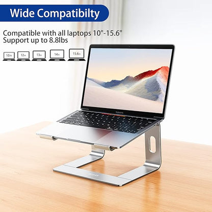 BESIGN LS03 Aluminum Laptop Stand, Ergonomic Detachable Computer Stand, Notebook Riser, Laptop Mount Compatible with Air, Pro, Dell, HP, Lenovo More 10-15.6" Laptops, Silver