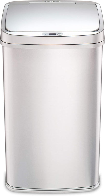 Ninestars Automatic Touchless Motion Sensor Rectangular Trash Can 13.2 Gallons, 50L, Silver, 13 Gal. 50 L, Silver Trim