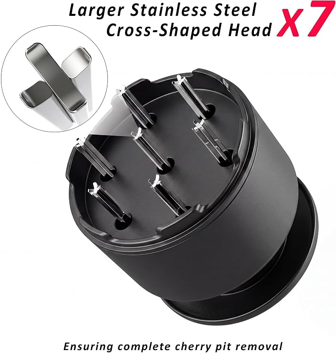Cherry Pitter - UCMORX Multi Cherries Corer Stainless Steel Pitter Tool Making Cherry Jam - 7 Cherries(Black)