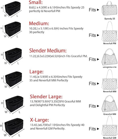 LEXSION Felt Insert Bag Organizer Bag In Bag For Handbag Purse Organizer Fits Speedy Neverful
