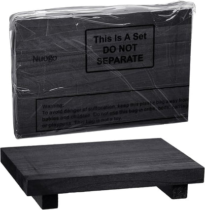 Nuogo Wood Riser Tray Soap, Stand Soap Tray for Kitchen Sink, Wood Pedestal for Kitchen Counter Sink Stand Decorative Rustic Bathroom Dishes Plant Bottles Candles Display(9 x 6 Inch,Black)