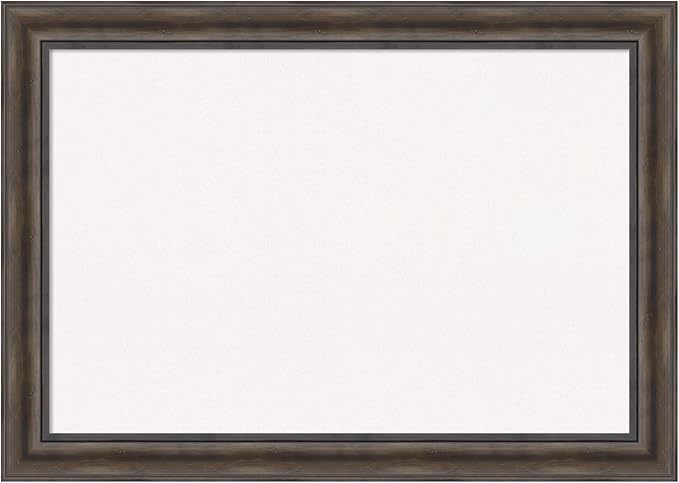 Amanti Art White Cork Board for Wall, 29x41 Vision Board with Brown Wood Frame, Large Corkboard Office Decor for Home Organization, Rustic Farmhouse Corkboard Pinboard to display items for home